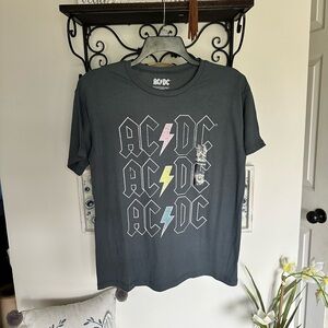 AC/DC Logo T-Shirt in Gray and Pastels NWT